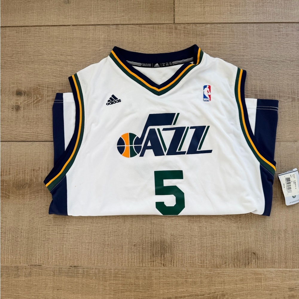 Adidas Jazz White and Green Basketball Jersey